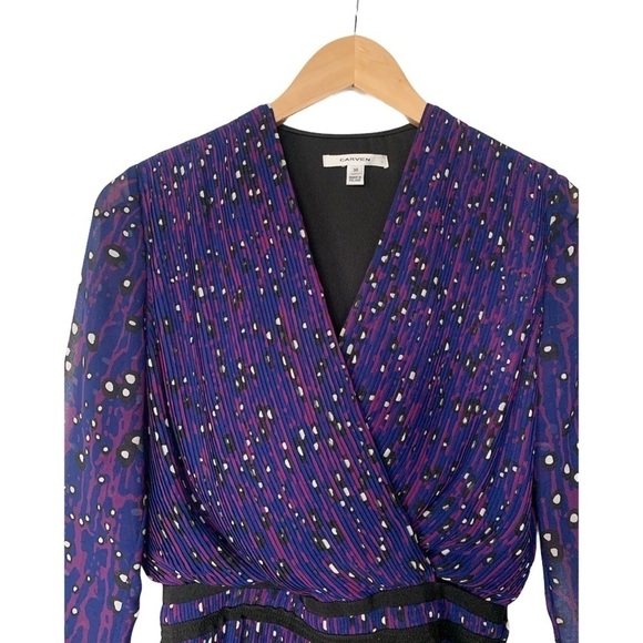 Carven Women’s Georgette‎ Pleated Violet Cocktail Dress Ruffle Hem Size 38/8 US - Picture 5 of 16